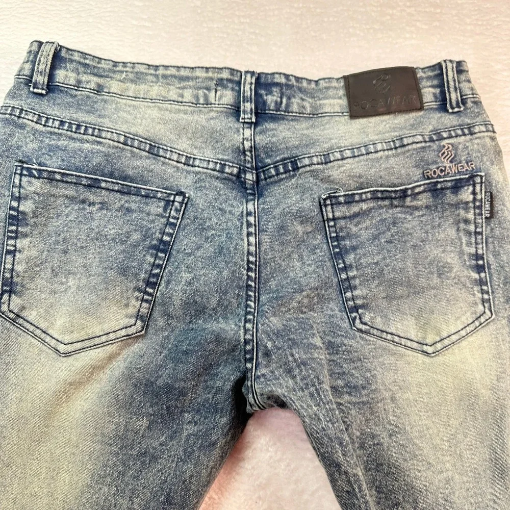 Rocawear Skinny‎ Jeans Mens 34x32 Blue Acid Wash Stretch Denim Streetwear - Picture 14 of 16